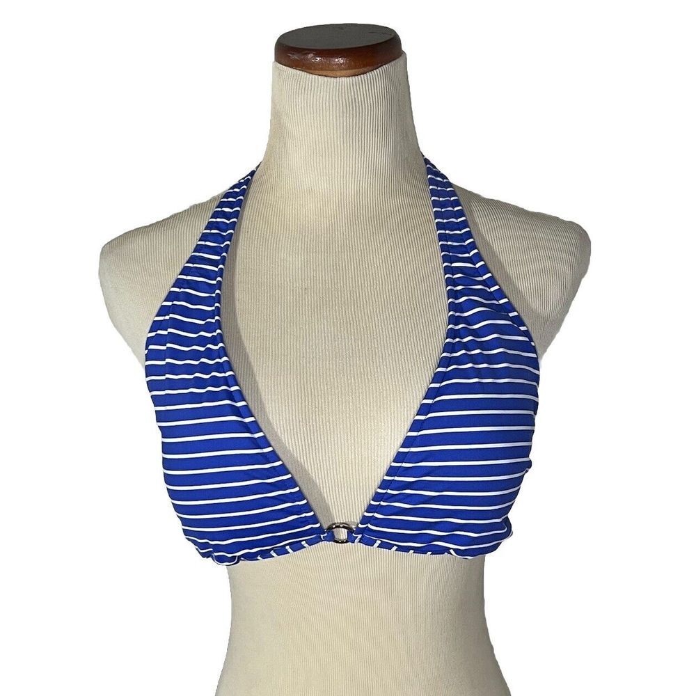 Polo Ralph Lauren Bikini Top Womens XL Blue White Striped Halter O-Ring Nautical